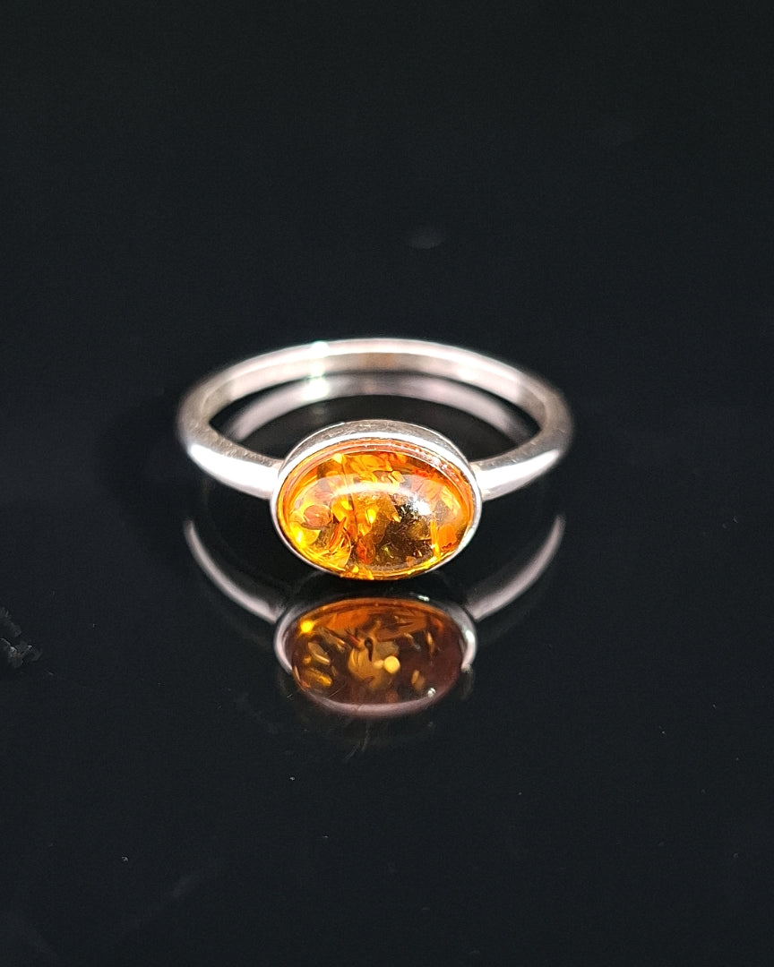 Amber, Sterling Silver Ring