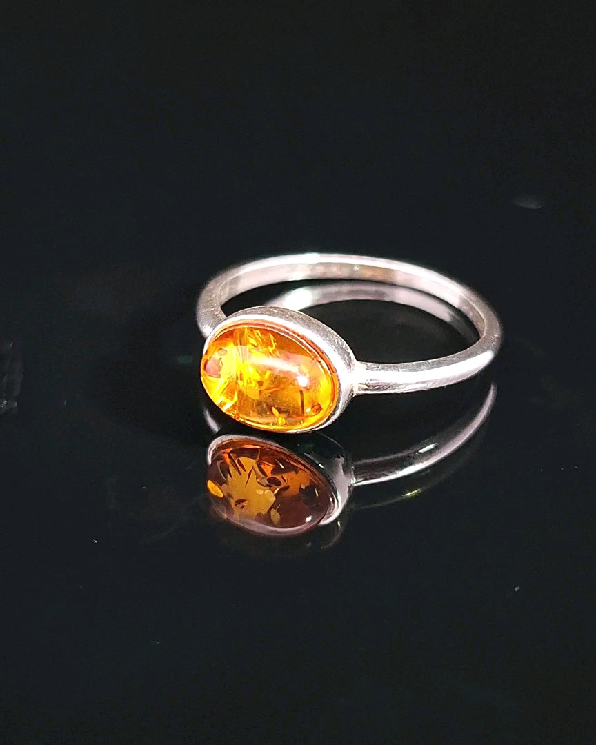 Amber, Sterling Silver Ring