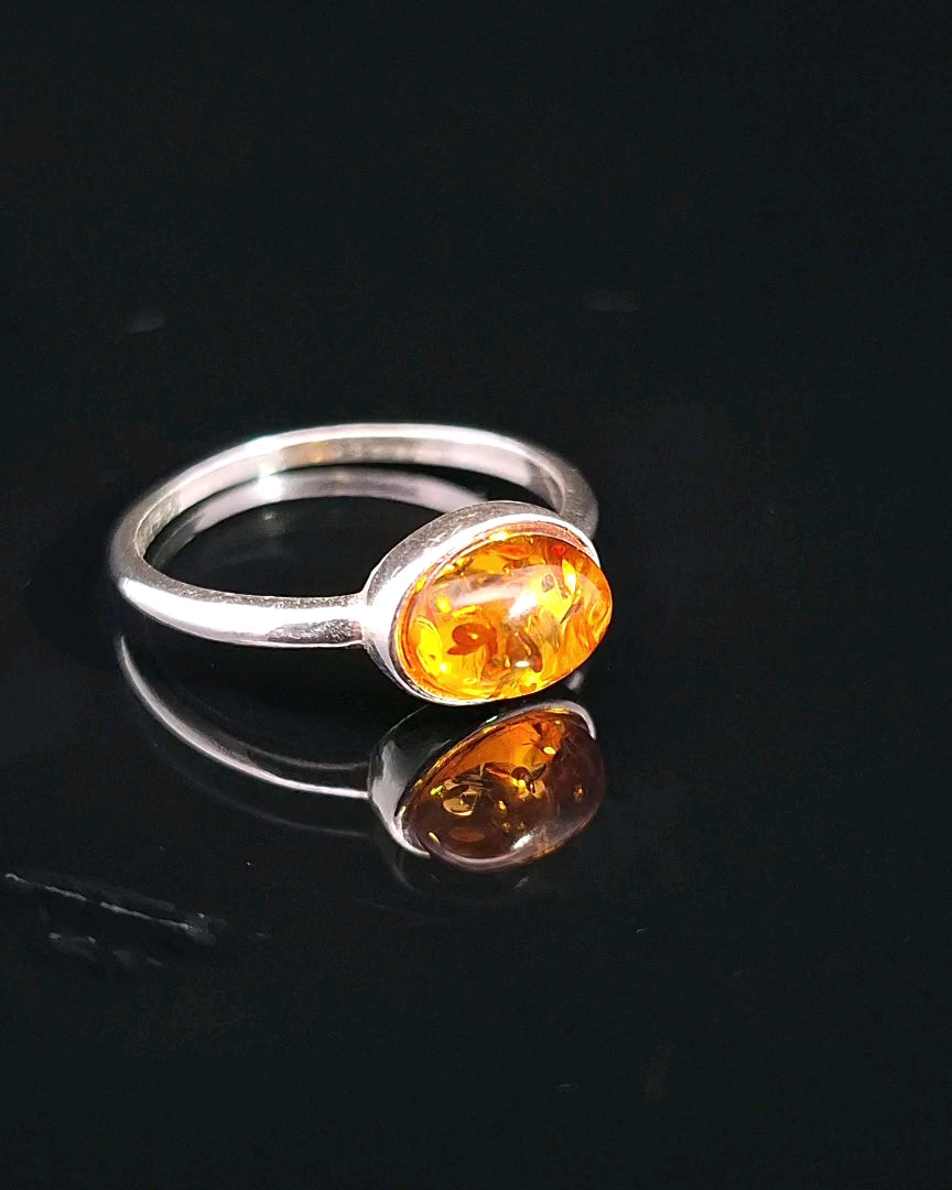 Amber, Sterling Silver Ring
