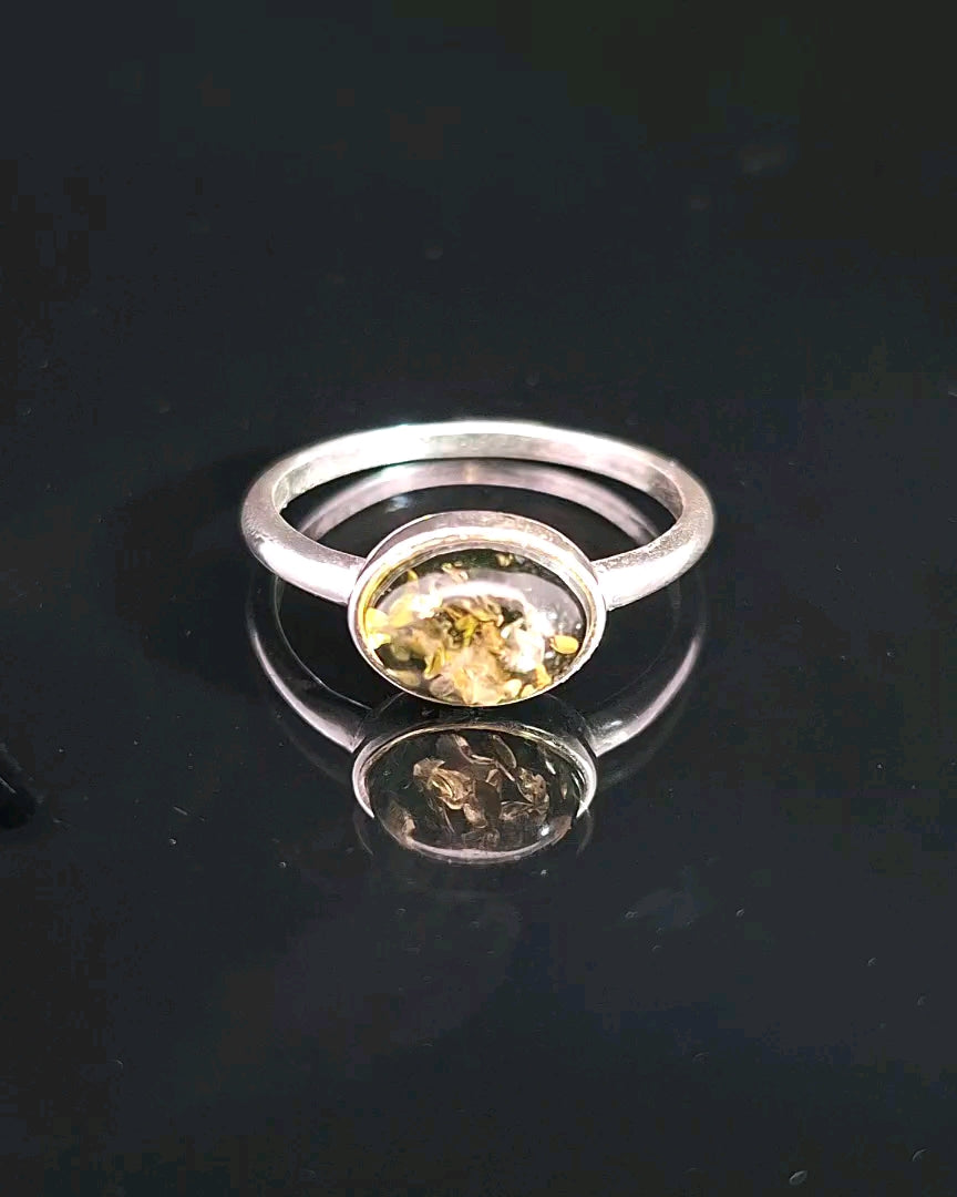 Amber, Sterling Silver Ring
