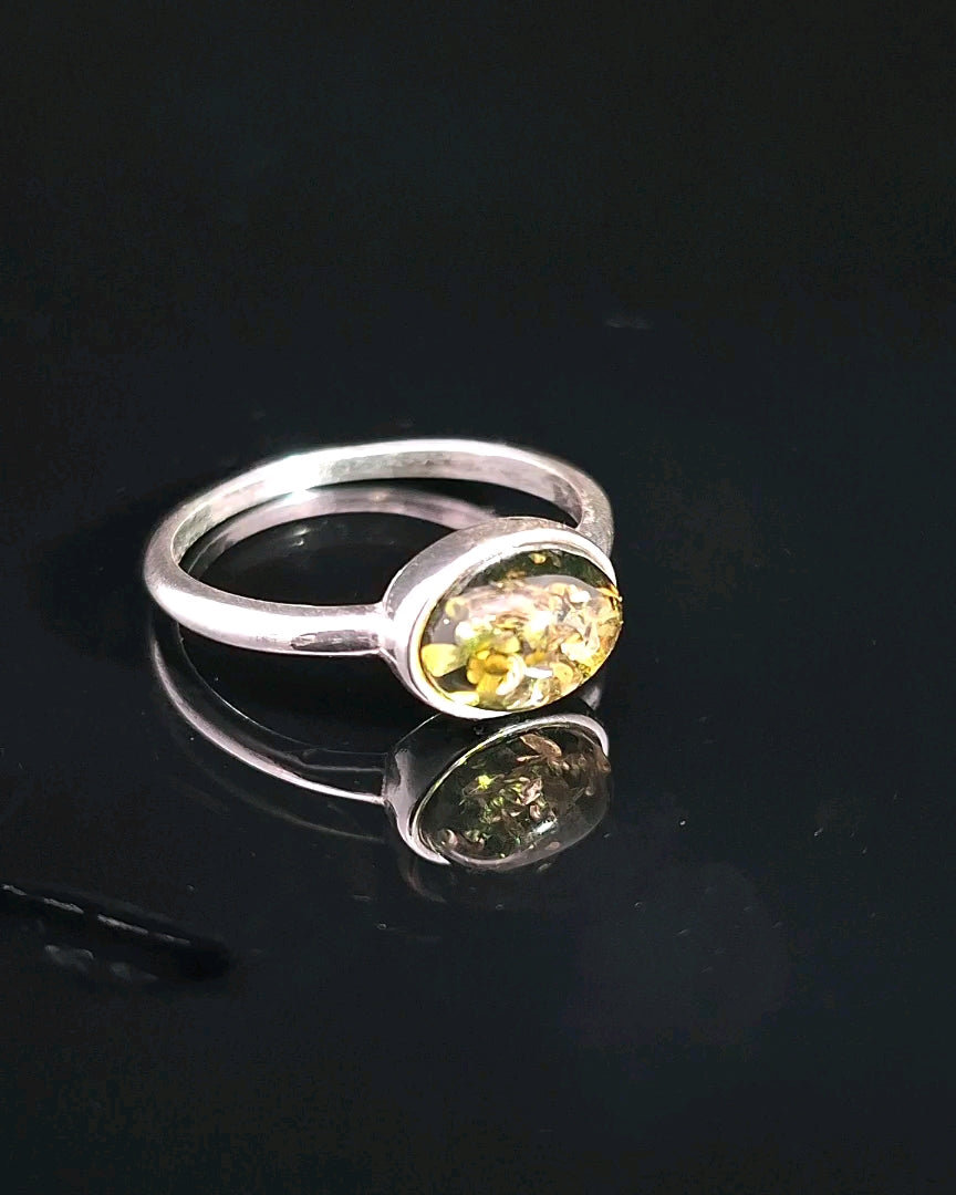 Amber, Sterling Silver Ring