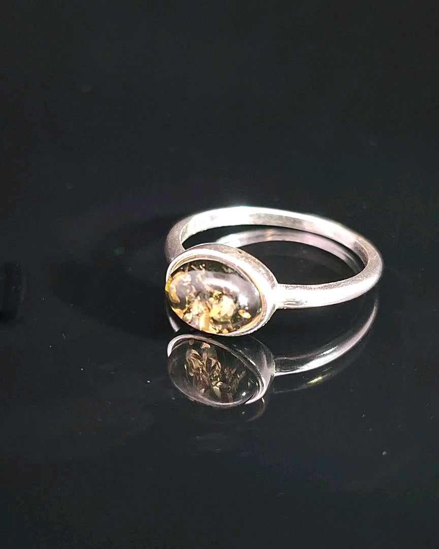 Amber, Sterling Silver Ring