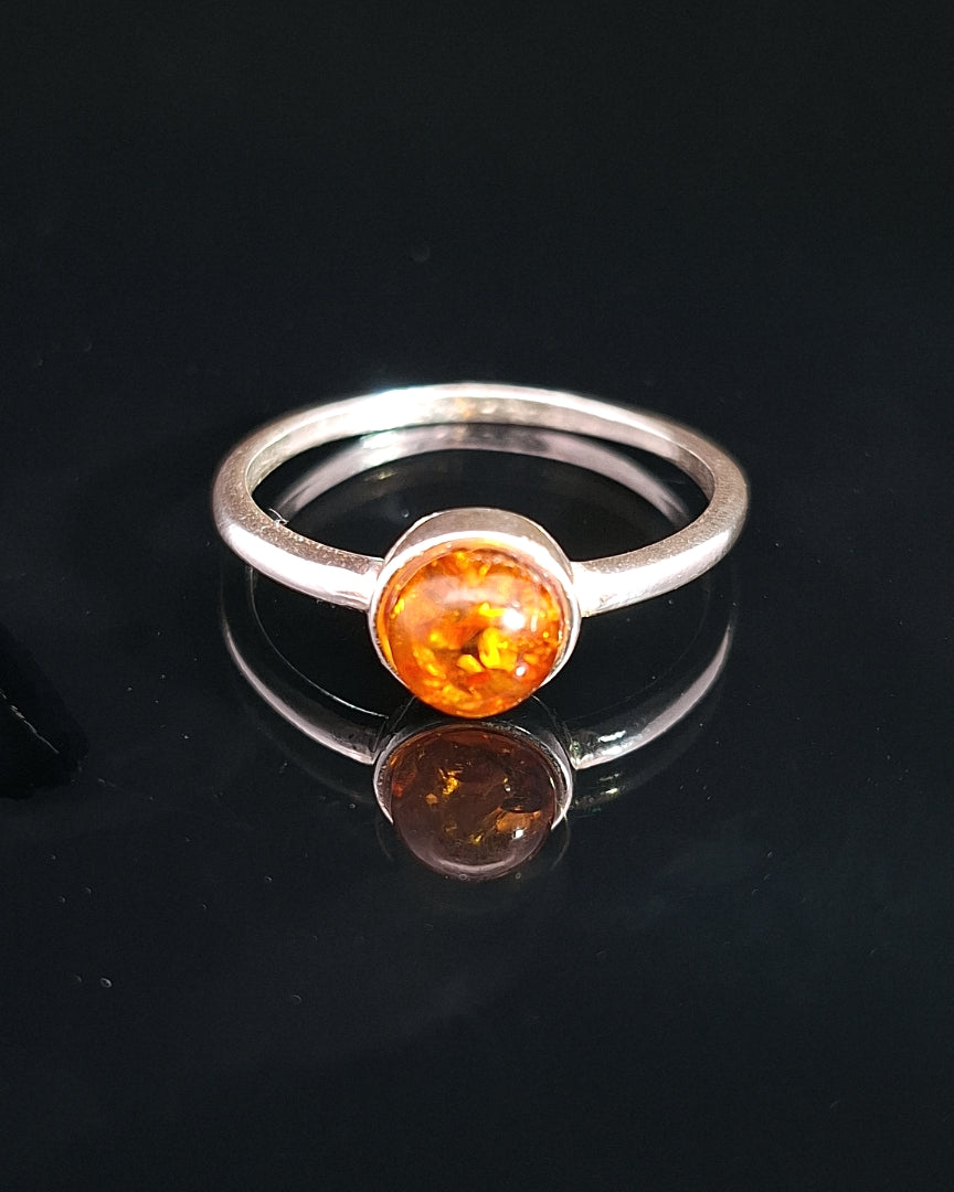 Amber, Sterling Silver Ring