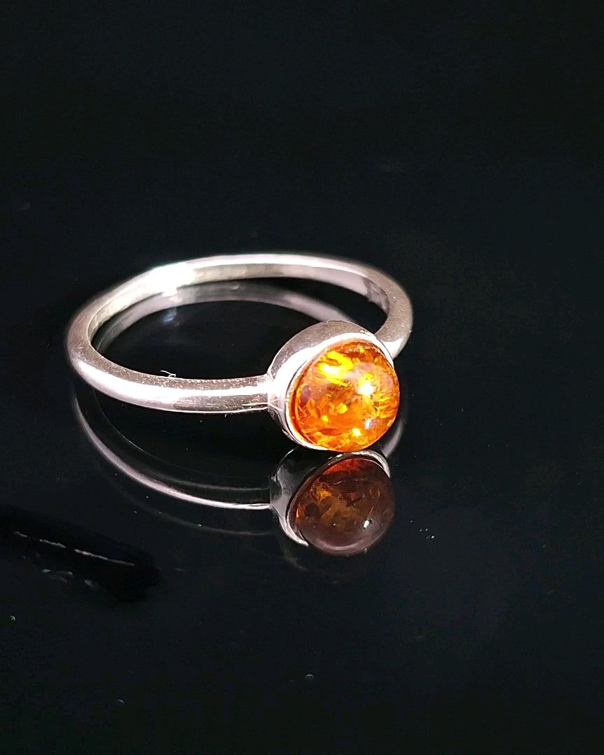 Amber, Sterling Silver Ring
