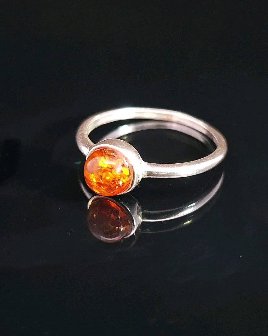 Amber, Sterling Silver Ring