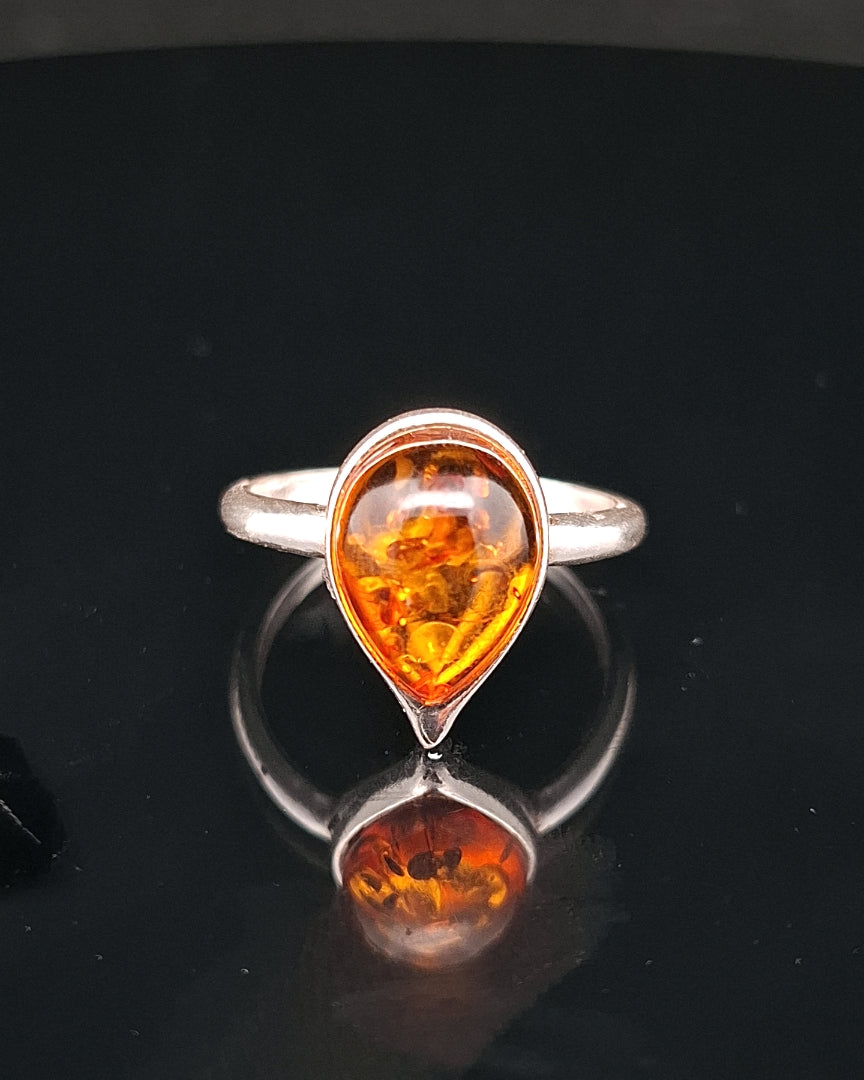 Amber, Sterling Silver Ring