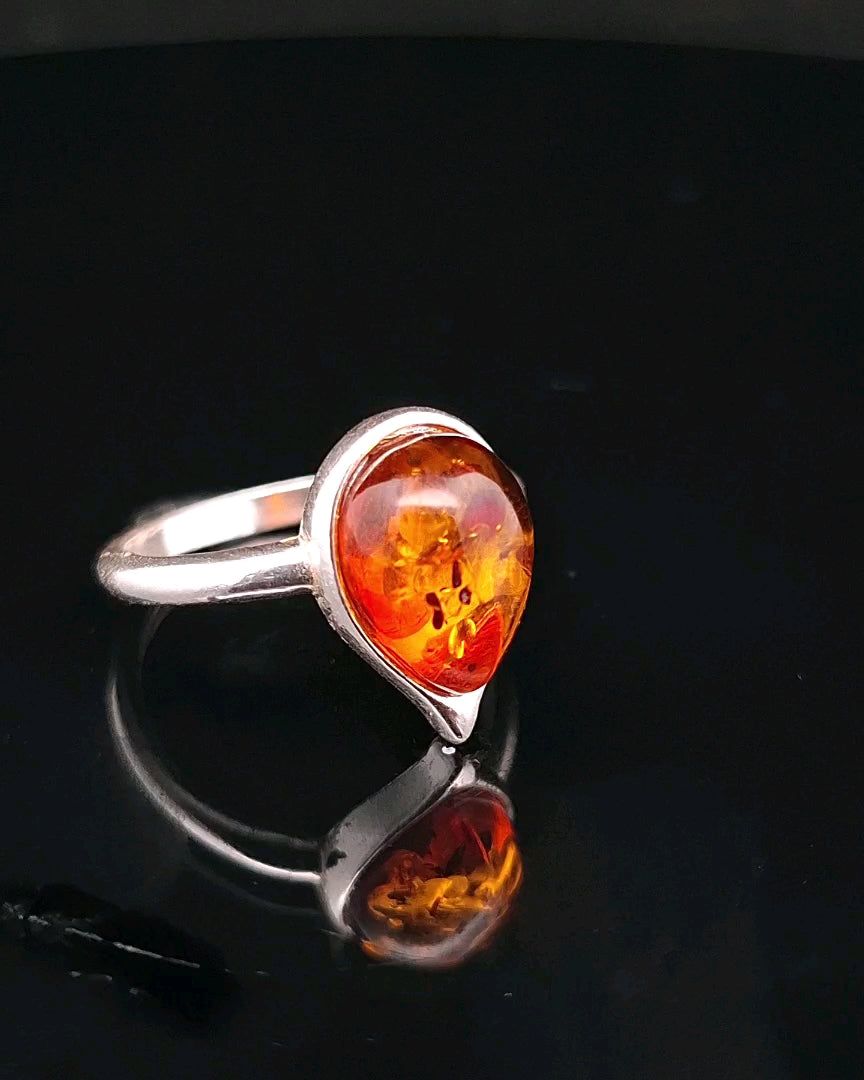 Amber, Sterling Silver Ring