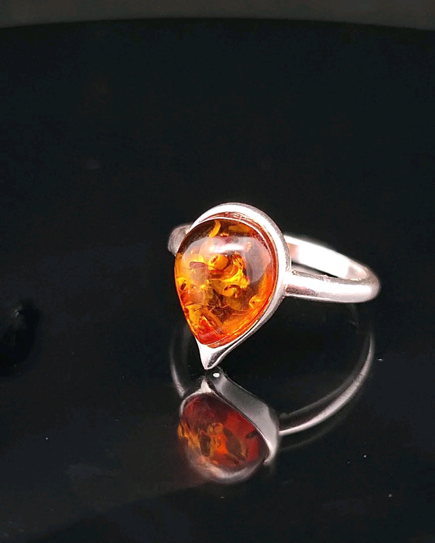 Amber, Sterling Silver Ring