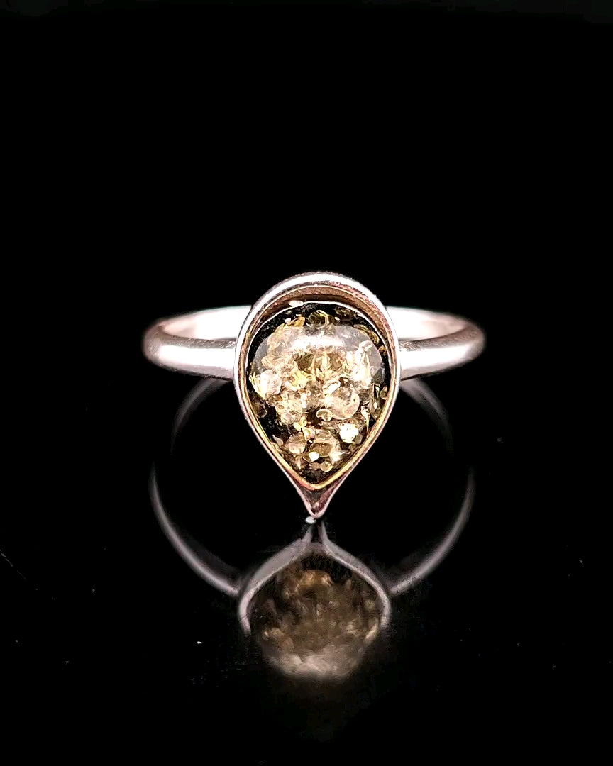 Amber, Sterling Silver Ring