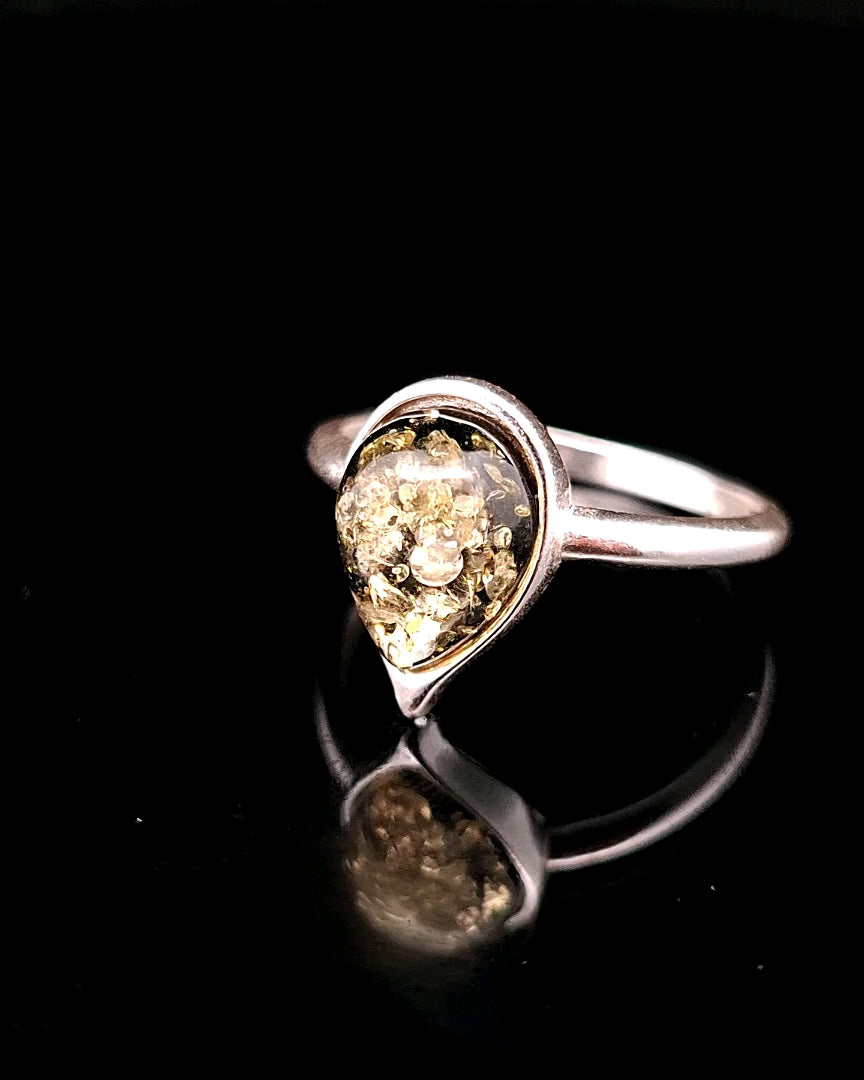 Amber, Sterling Silver Ring