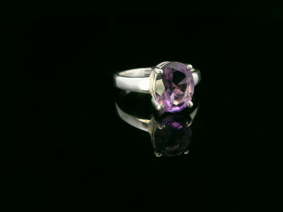 Amethyst Faceted Sterling Silver Ring