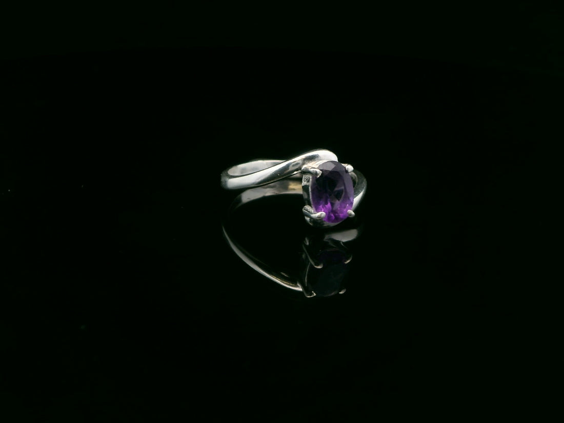 Amethyst Faceted Sterling Silver Ring