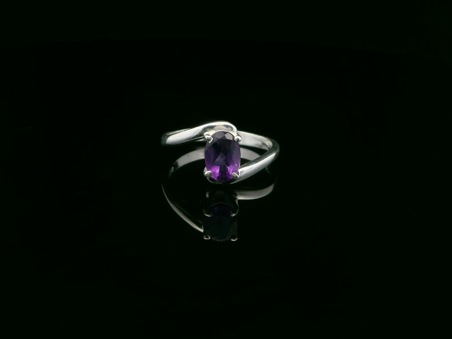 Amethyst Faceted Sterling Silver Ring