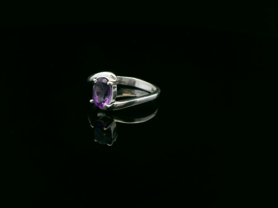 Amethyst Faceted Sterling Silver Ring