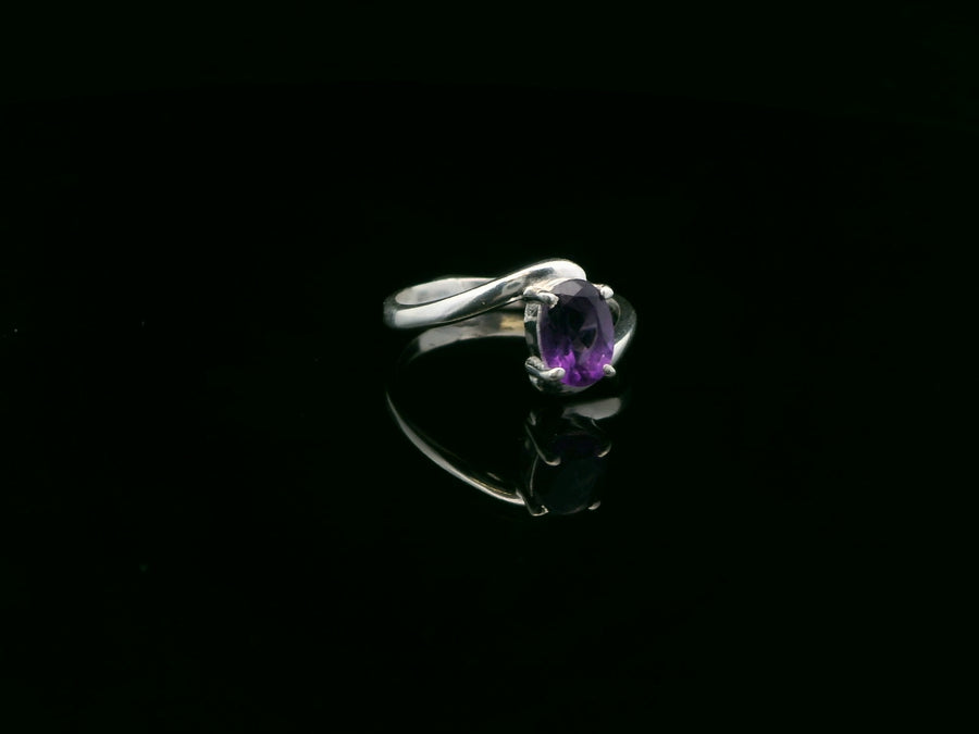 Amethyst Faceted Sterling Silver Ring