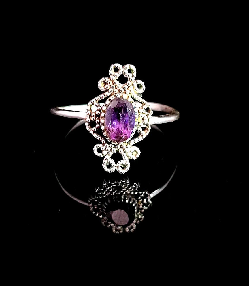 Amethyst Faceted Sterling Silver Ring