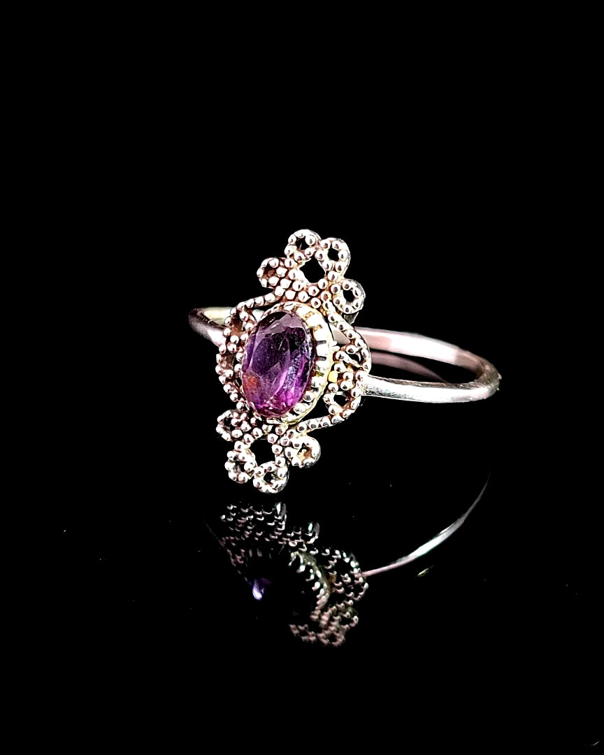 Amethyst Faceted Sterling Silver Ring