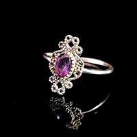 Amethyst Faceted Sterling Silver Ring