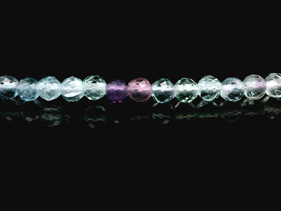 Fluorite, Rainbow 3mm Faceted Necklace - Silver Plated