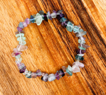 Fluorite, Rainbow, Chip Bracelet