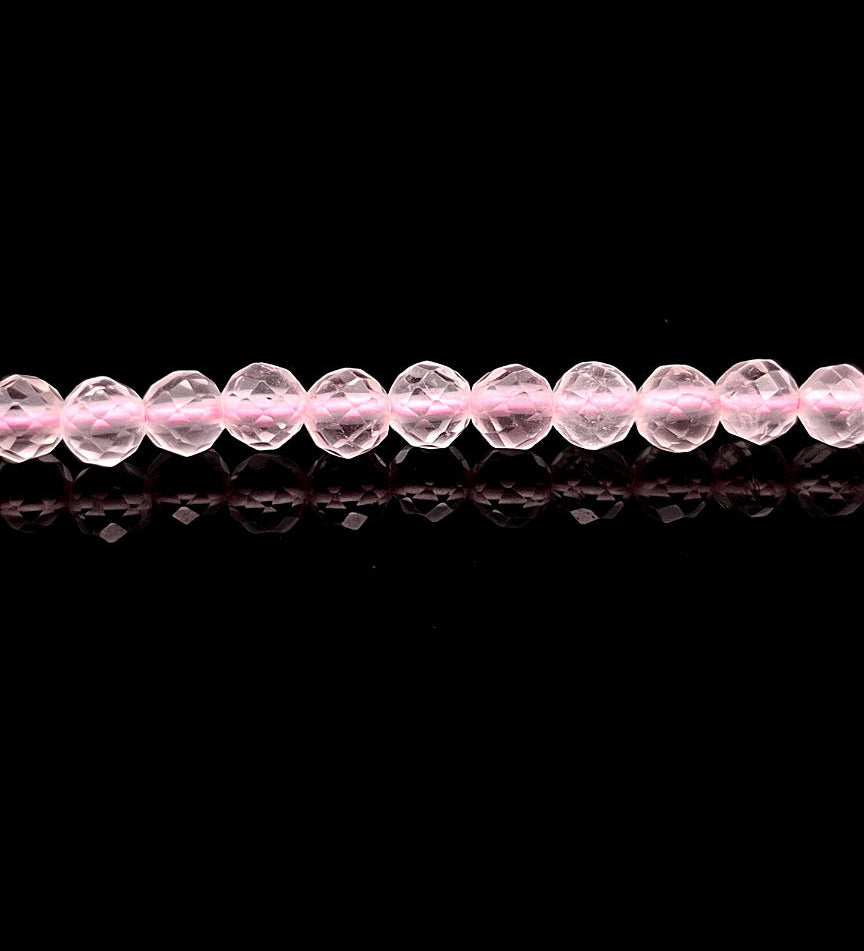 Rose Quartz 3mm Faceted Necklace