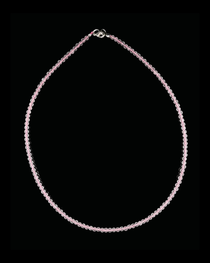 Rose Quartz 3mm Faceted Necklace