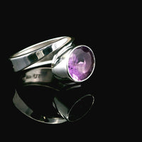 Amethyst Faceted, Freesize Sterling Silver Ring