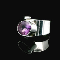 Amethyst Faceted, Freesize Sterling Silver Ring