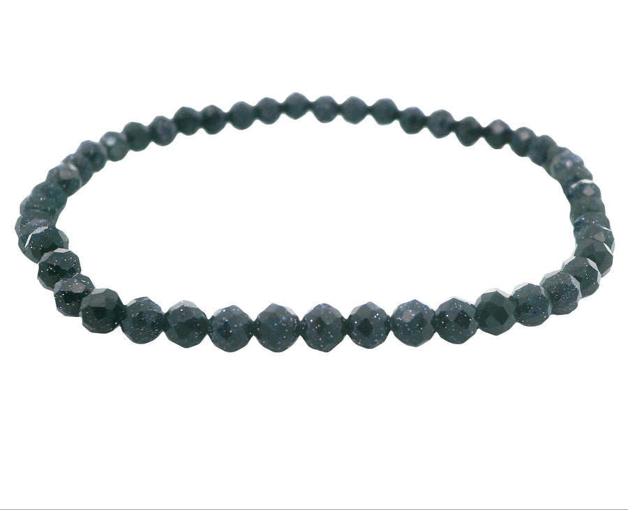 Goldstone, Blue Faceted 4mm Bracelet