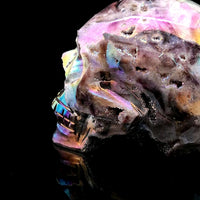 Titanium Aura Quartz Skull