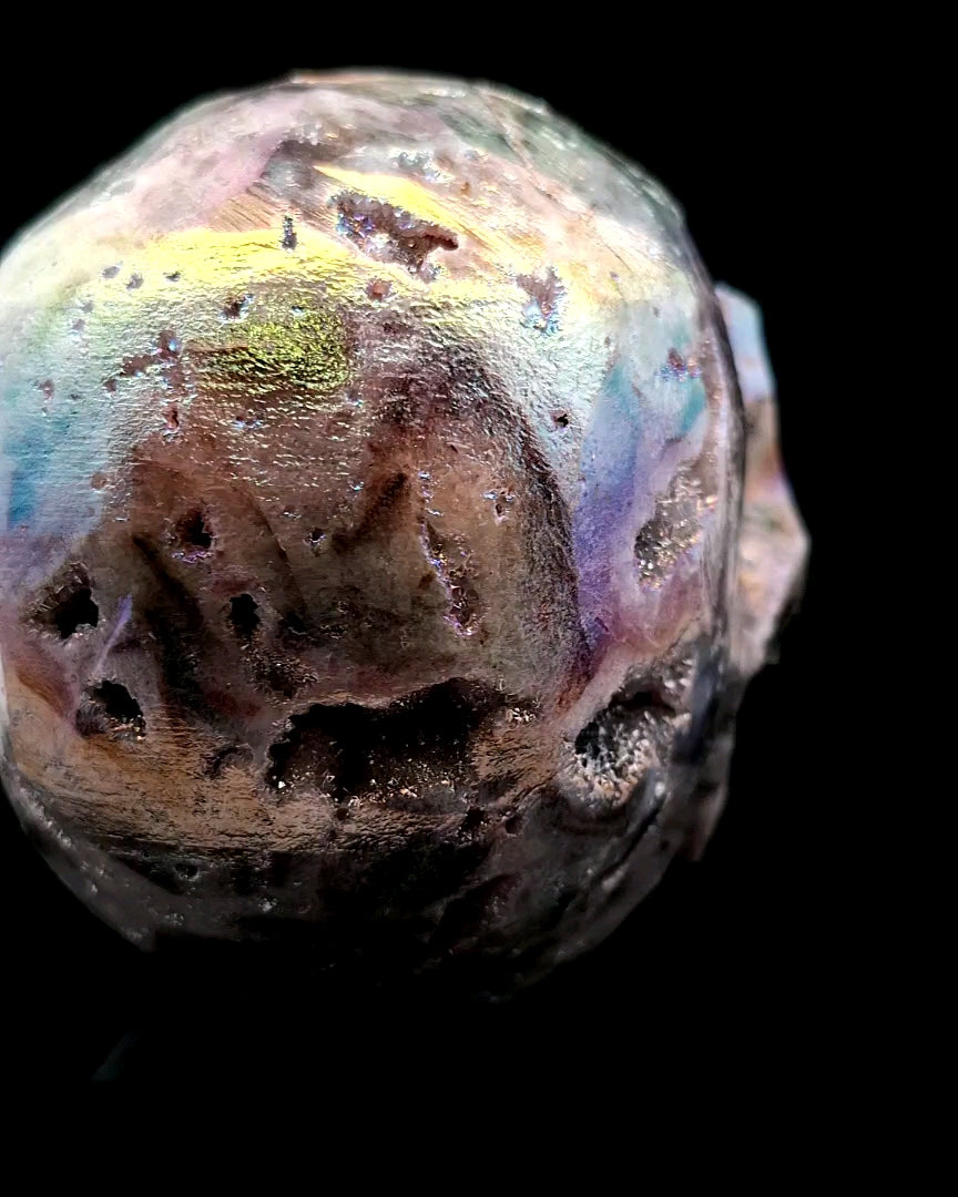 Titanium Aura Quartz Skull