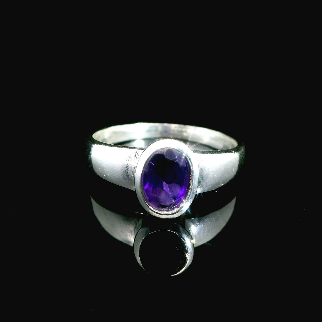 Amethyst Faceted Sterling Silver Ring