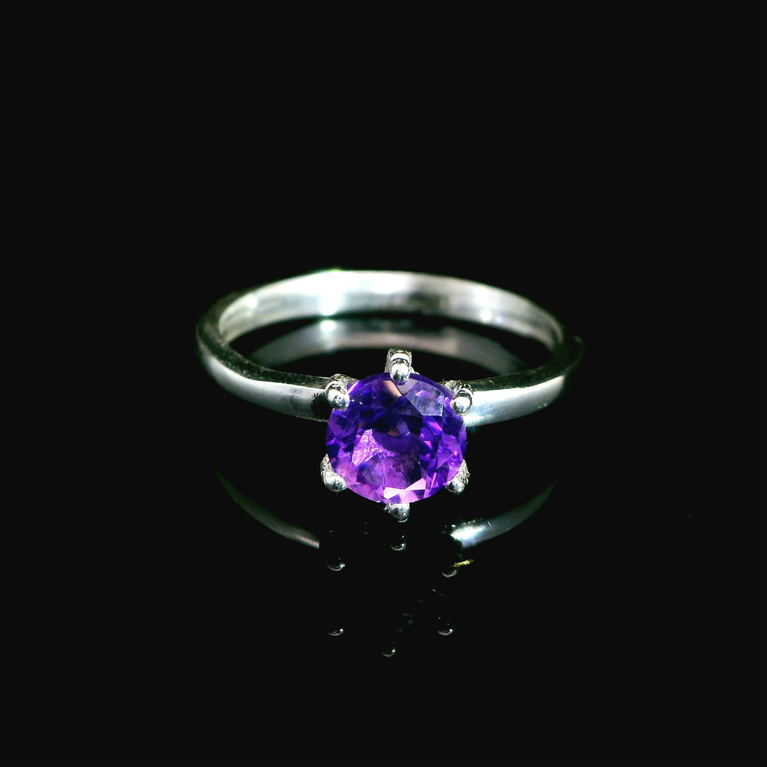 Amethyst Faceted Sterling Silver Ring