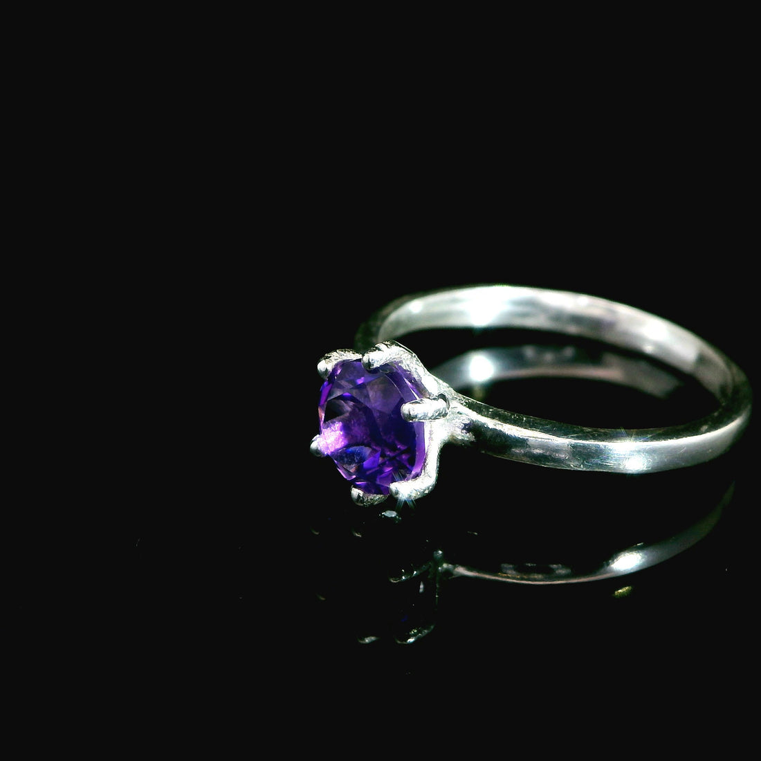 Amethyst Faceted Sterling Silver Ring