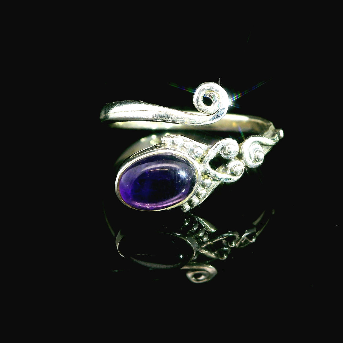 Amethyst Freesize Sterling Silver Ring