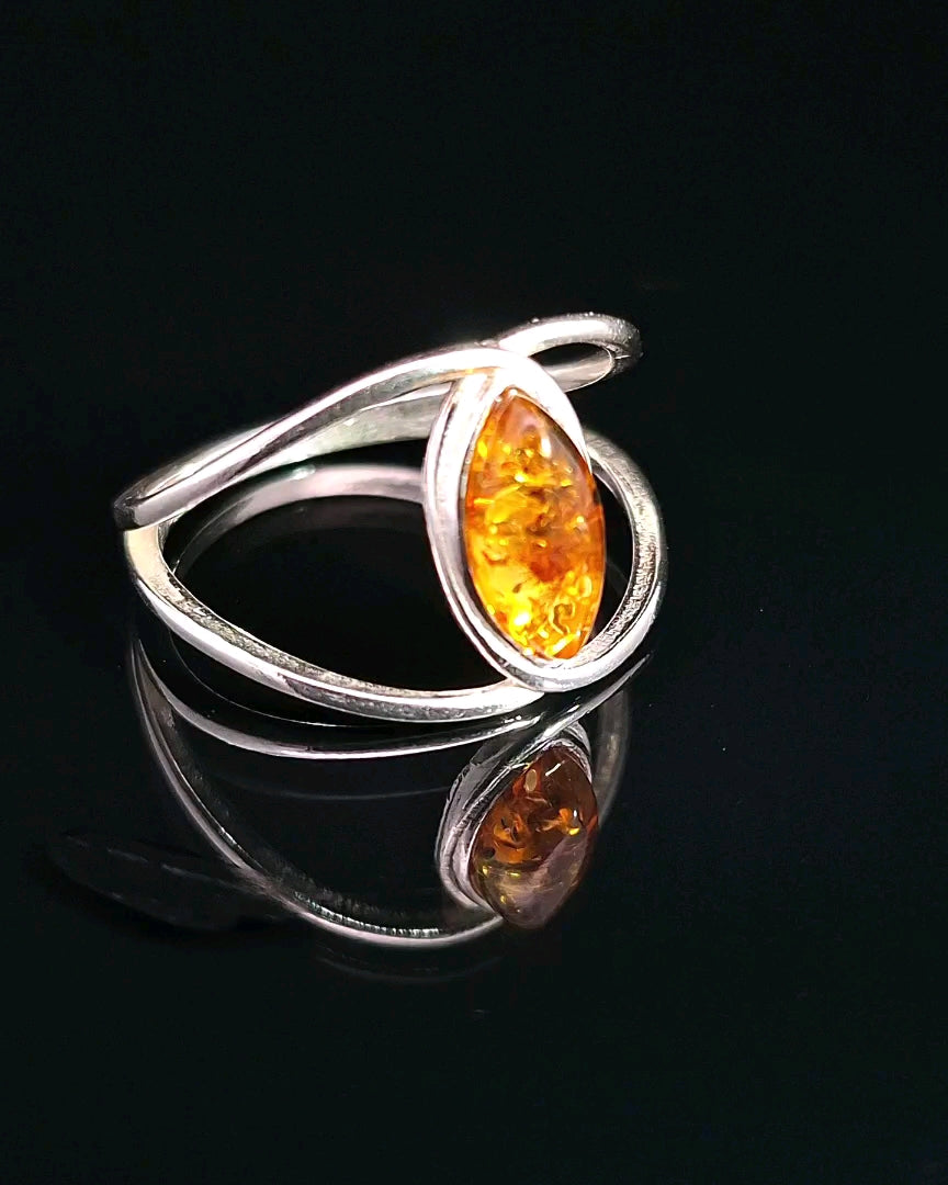 Amber, Sterling Silver Ring