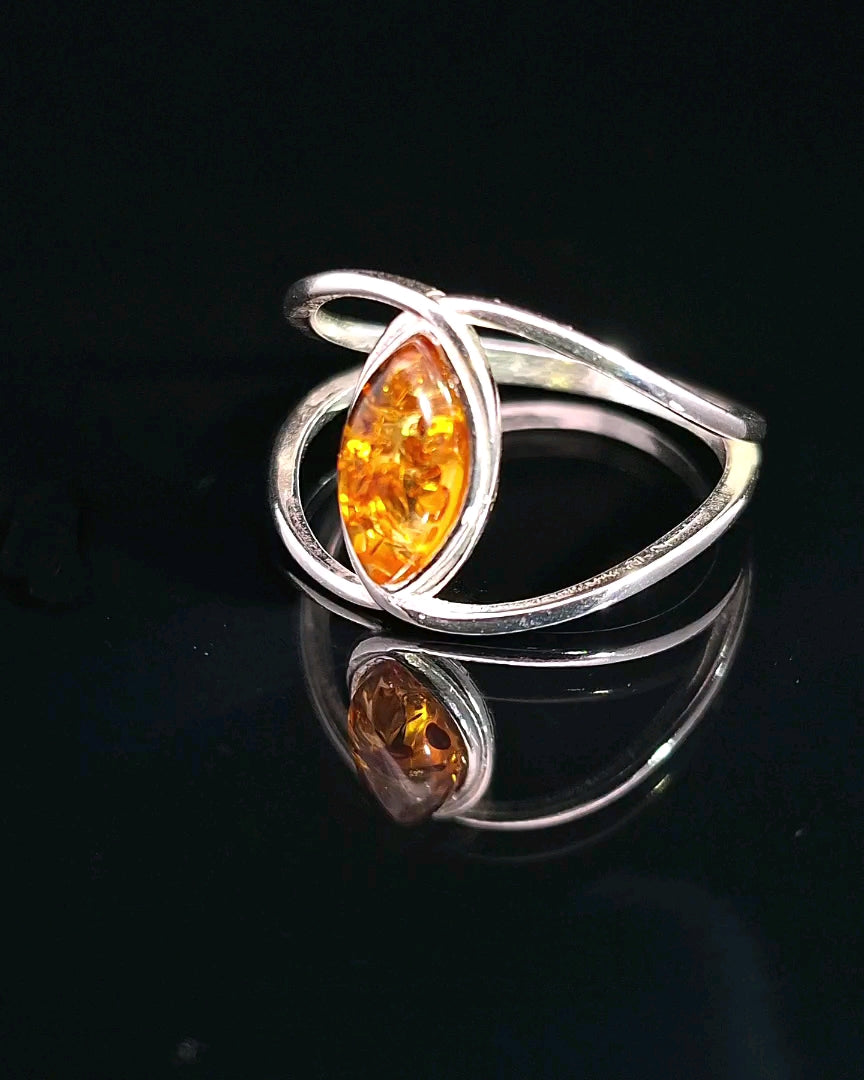 Amber, Sterling Silver Ring