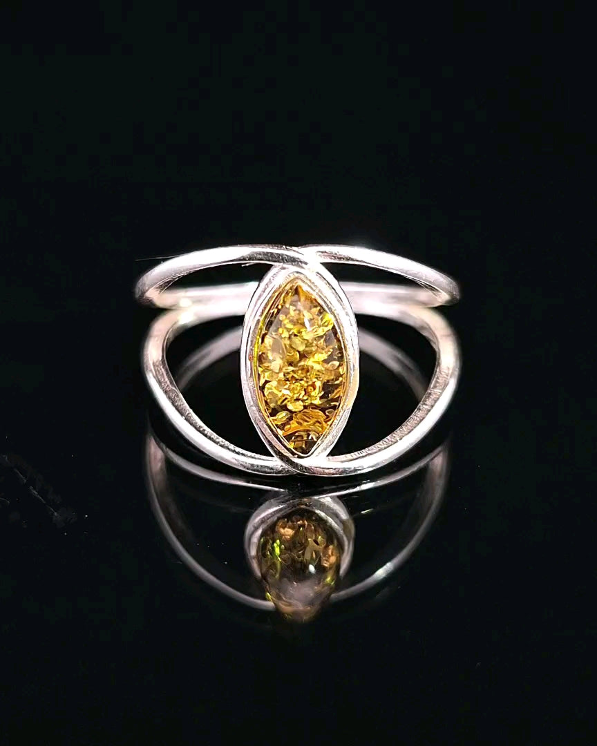 Amber, Sterling Silver Ring