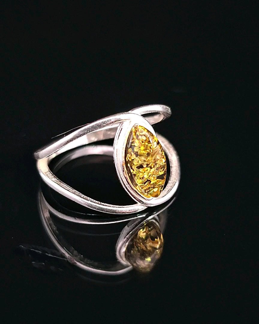 Amber, Sterling Silver Ring
