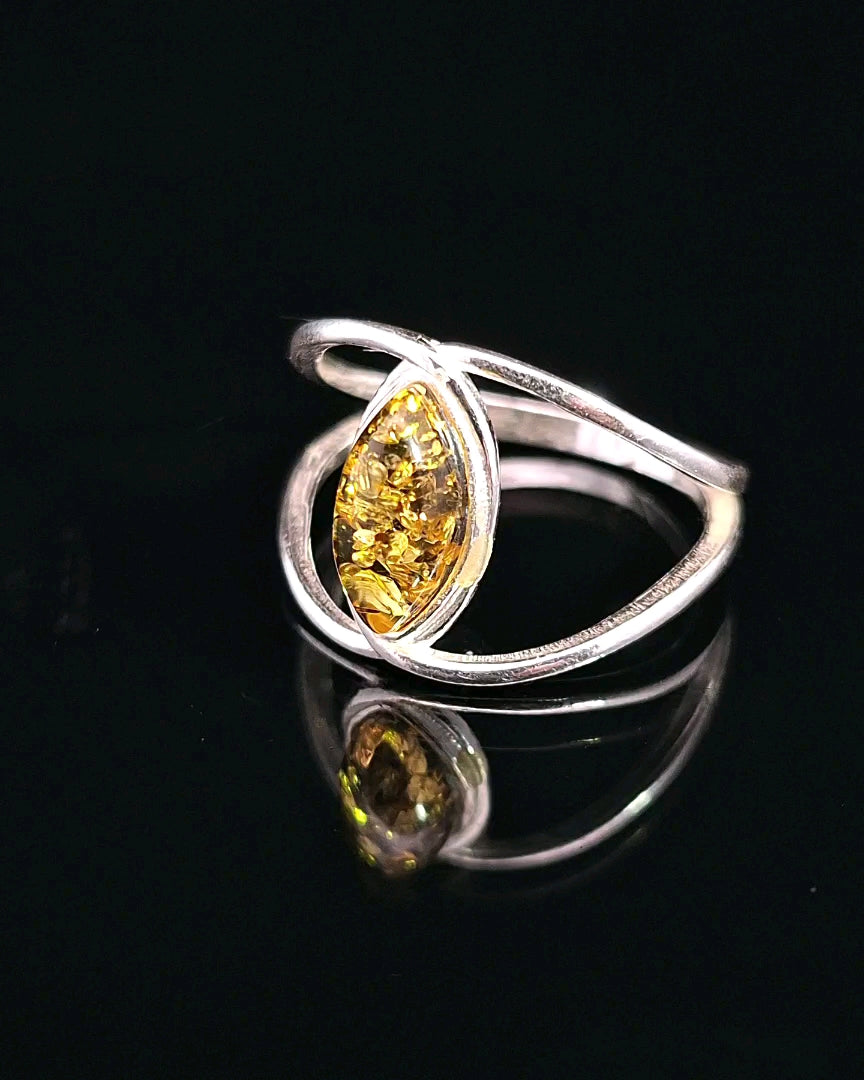 Amber, Sterling Silver Ring