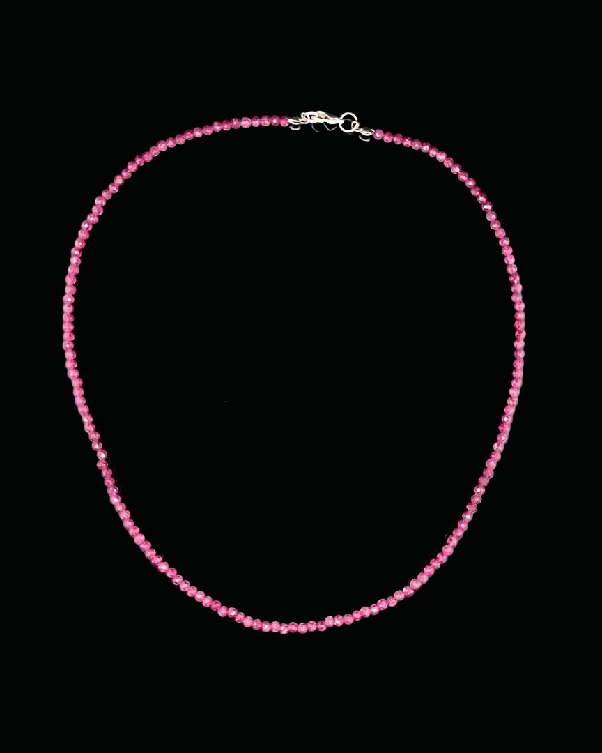 Ruby 3mm Faceted Necklace