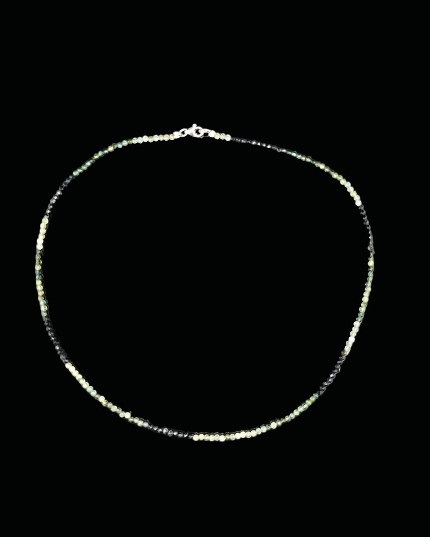 Tourmaline, Green 2mm Faceted Necklace