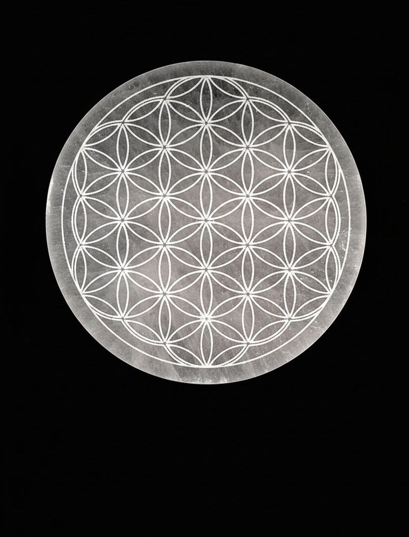 Selenite Charging Disc - Flower of Life 10cm