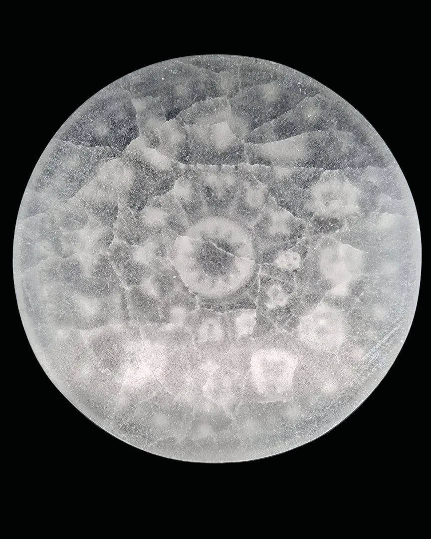 Selenite Charging Disc - Astrological 13.5cm
