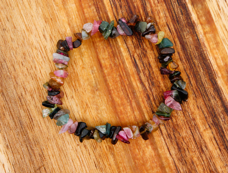 Tourmaline, Watermelon, Chip Bracelet