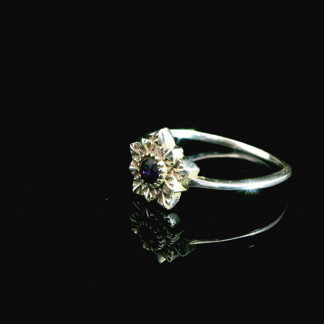 Amethyst Faceted Sterling Silver Ring