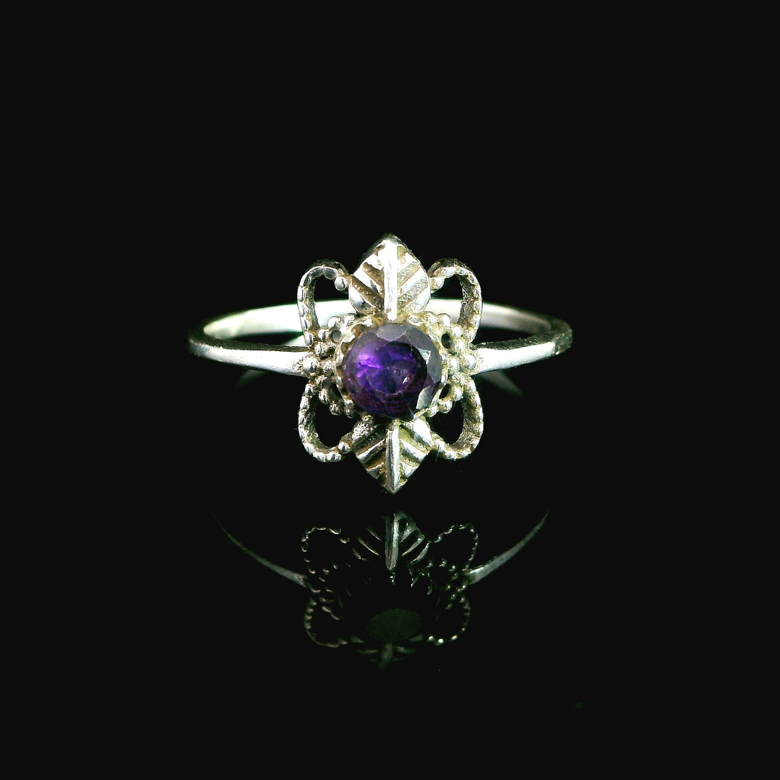 Amethyst Faceted Sterling Silver Ring