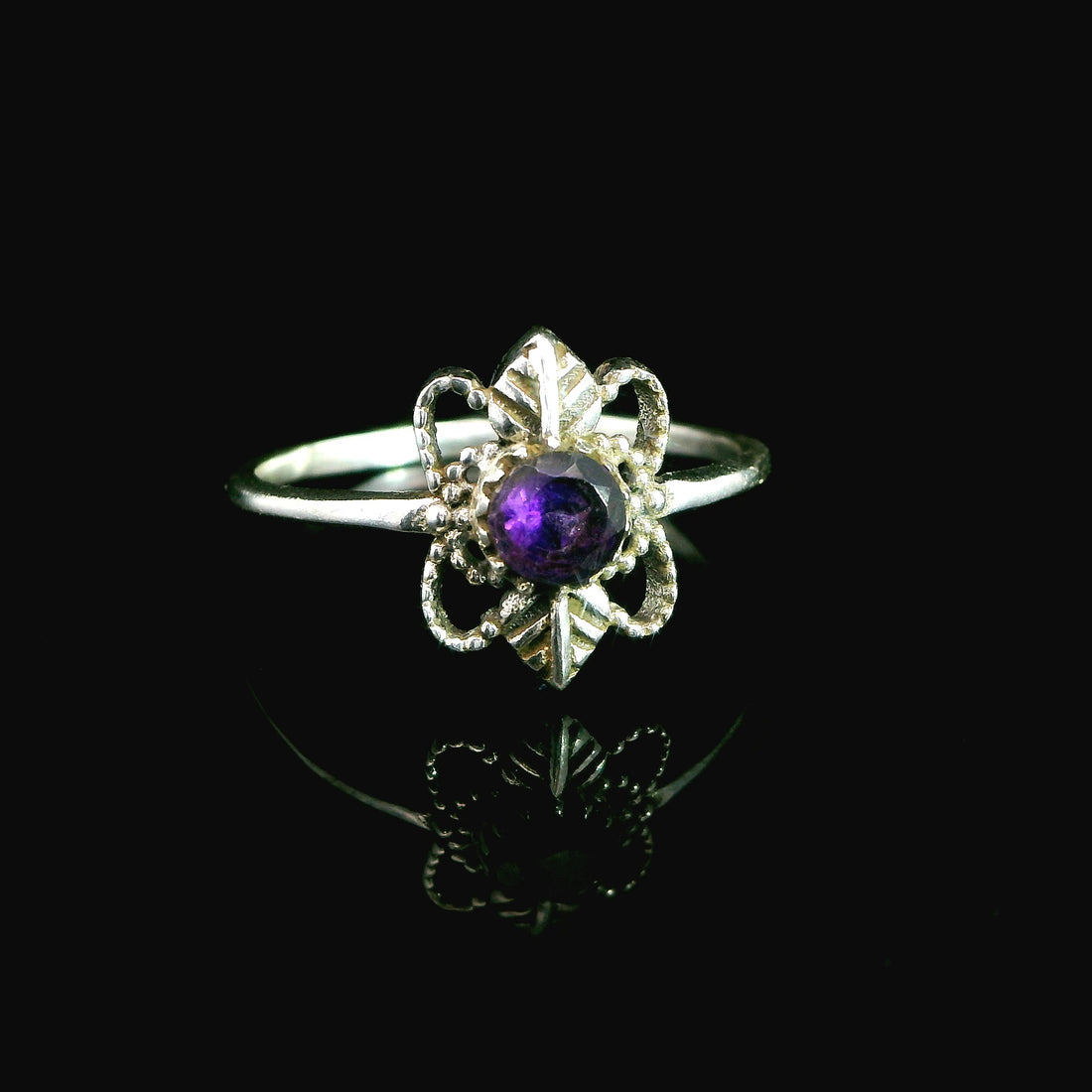 Amethyst Faceted Sterling Silver Ring