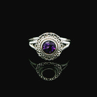 Amethyst Faceted Sterling Silver Ring