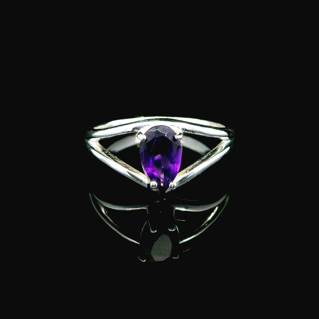 Amethyst Faceted Sterling Silver Ring